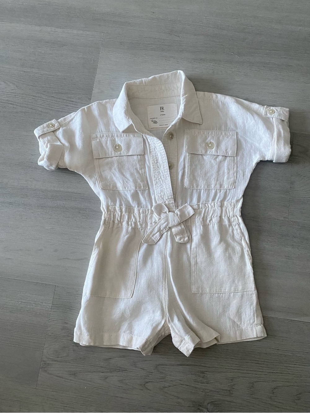 Banana Republic White Short-Sleeve Utility Romper